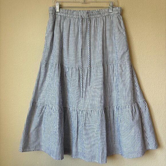 Talbots Tiered Nautical Cotton Midi Skirt - Picture 2 of 9